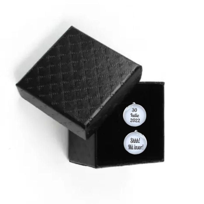 Set Butoni Personalizati, Nas, Mire, Nunta, Argintiu, 18x16 mm, BMN025 - imagine 3