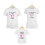 Set 3 tricouri pentru aniversarea de 1 an, taiere mot, Pisica Marrie, Bumbac, Alb, TM15 - imagine 2