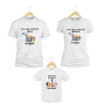 Set 3 tricouri pentru aniversarea de 1 an, taiere mot, Mickey Mouse, Winnie The Pooh Bumbac, Alb, TM16 - imagine 2