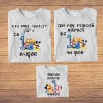 Set 3 tricouri pentru aniversarea de 1 an, taiere mot, Mickey Mouse, Winnie The Pooh Bumbac, Alb, TM16 - imagine 4