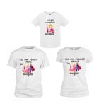 Set 3 tricouri pentru aniversarea de 1 an, taiere mot, Frumoasa Adormita, Bumbac, Alb, TM22