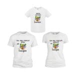 Set 3 tricouri pentru aniversarea de 1 an, taiere mot, Safari, Bumbac, Alb, TM24