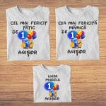 Set 3 tricouri pentru aniversarea de 1 an, taiere mot, Elefantul Cici si furnicuta, Bumbac, Alb, TM26 - imagine 4