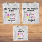 Set 3 tricouri pentru aniversarea de 1 an, taiere mot, Unicorn, Bumbac, Alb, TM28 - imagine 4