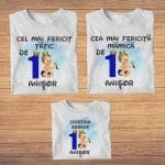 Set 3 tricouri pentru aniversarea de 1 an, taiere mot, Micul Print, Bumbac, Alb, TM33 - imagine 4