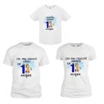 Set 3 tricouri pentru aniversarea de 1 an, taiere mot, Micul Print, Bumbac, Alb, TM33