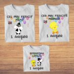 Set 3 tricouri pentru aniversarea de 1 an, taiere mot, Bumbac, Alb, TM39 - imagine 4