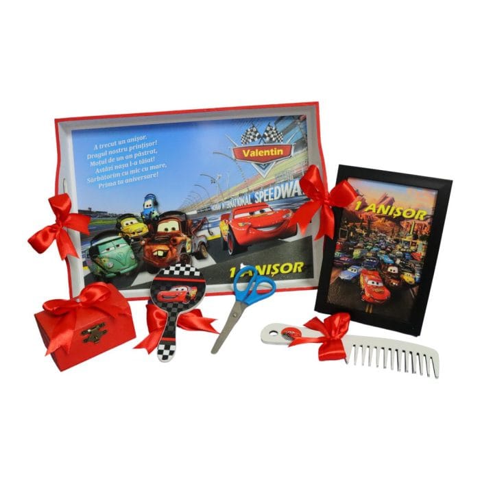 Set Mot Personalizat, Cars, 6 Piese, Lemn, Rosu, 20x30cm, SMD019 - imagine 1