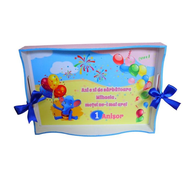 Set Mot Personalizat, Elefantul Cici, 5 Piese, Lemn, Albastru, 20x30cm, SMD026 - imagine 2