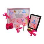 Set Mot Personalizat, Fluturi, 6 Piese, Lemn, Roz, 20x30cm, SMD027