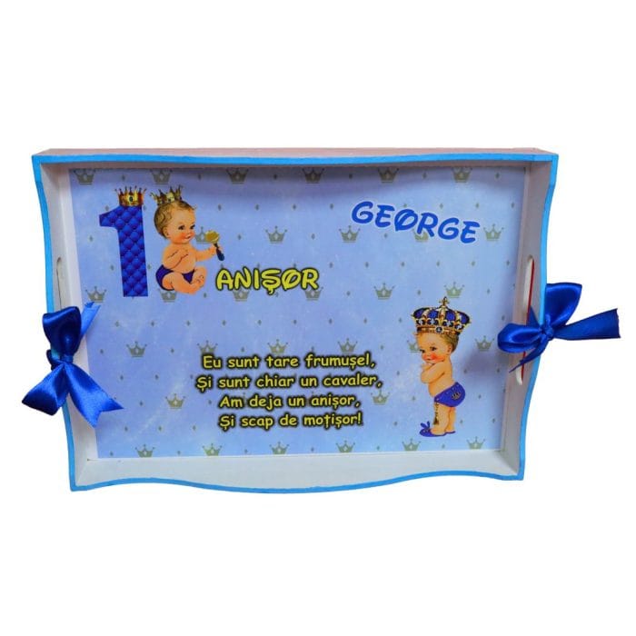 Set Mot Personalizat, Micul Print, 5 Piese, Lemn, Albastru, 20x30cm, SMD040 - imagine 2