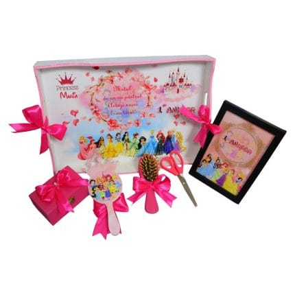 Set Mot Personalizat, Printesele Disney, 6 Piese, Lemn, Roz, 20x30cm, SMD049