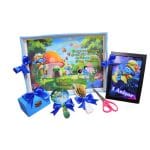 Set Mot Personalizat, Strumfita, 6 Piese, Lemn, Albastru, 20x30cm, SMD057