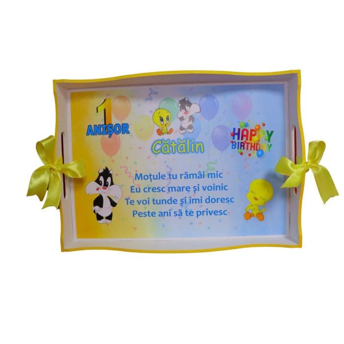 Set Mot Personalizat, Tweety, 5 Piese, Lemn, Galben, 20x30cm, SMD062 - imagine 2