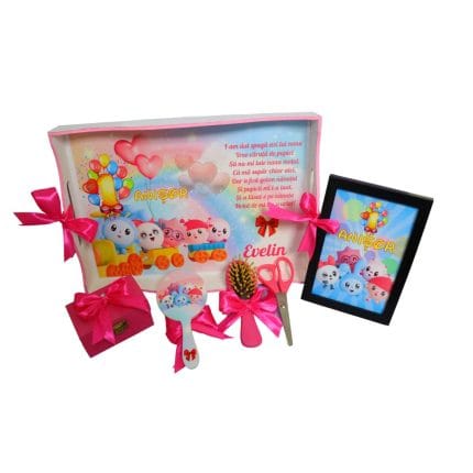 Set Mot Personalizat, Baby Ricky, 6 Piese, Lemn, Roz, 20x30cm, SMD017