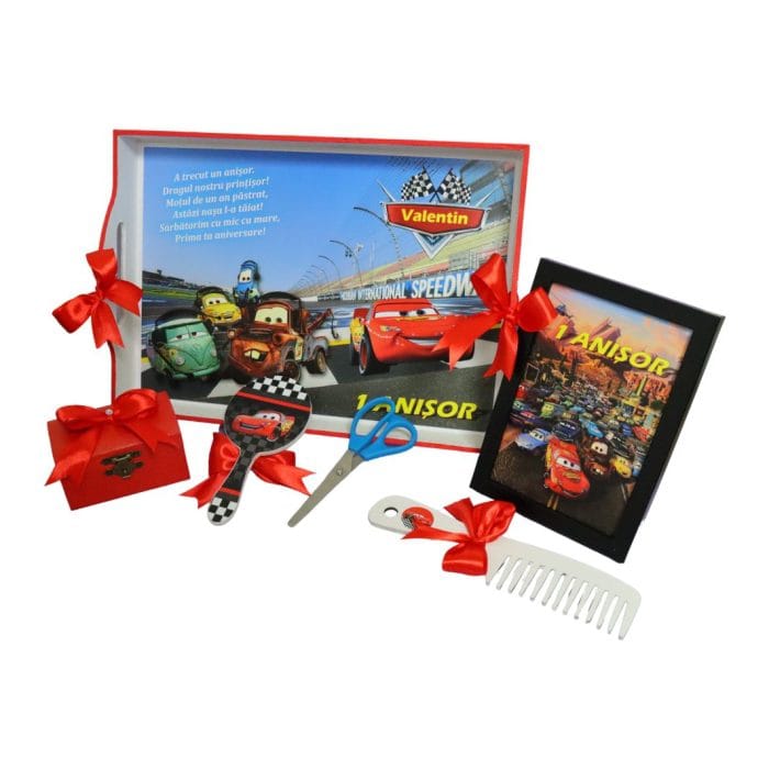 Set Mot Personalizat, Cars, 6 Piese, Lemn, Rosu, 20x30cm, SMD019 - imagine 3