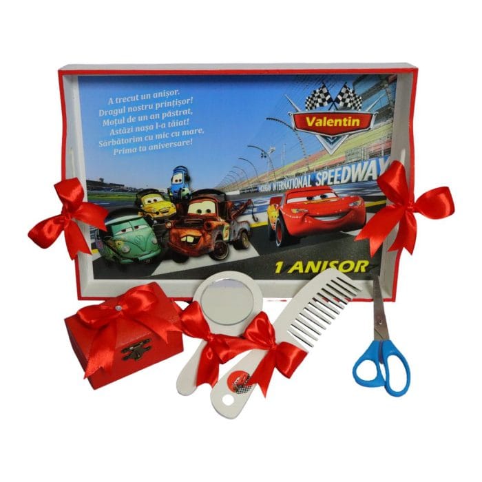 Set Mot Personalizat, Cars, 5 Piese, Lemn, Rosu, 20x30cm, SMD020 - imagine 3