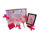 Set Mot Personalizat, Fluturi, 6 Piese, Lemn, Roz, 20x30cm, SMD027 - imagine 3