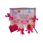 Set Mot Personalizat, Fluturi, 5 Piese, Lemn, Roz, 20x30cm, SMD028 - imagine 3