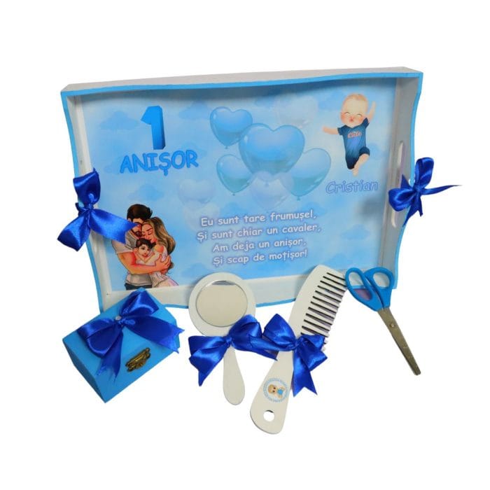 Set Mot Personalizat, Baby Boy, 5 Piese, Lemn, Albastru, 20x30cm, SMD011 - imagine 3