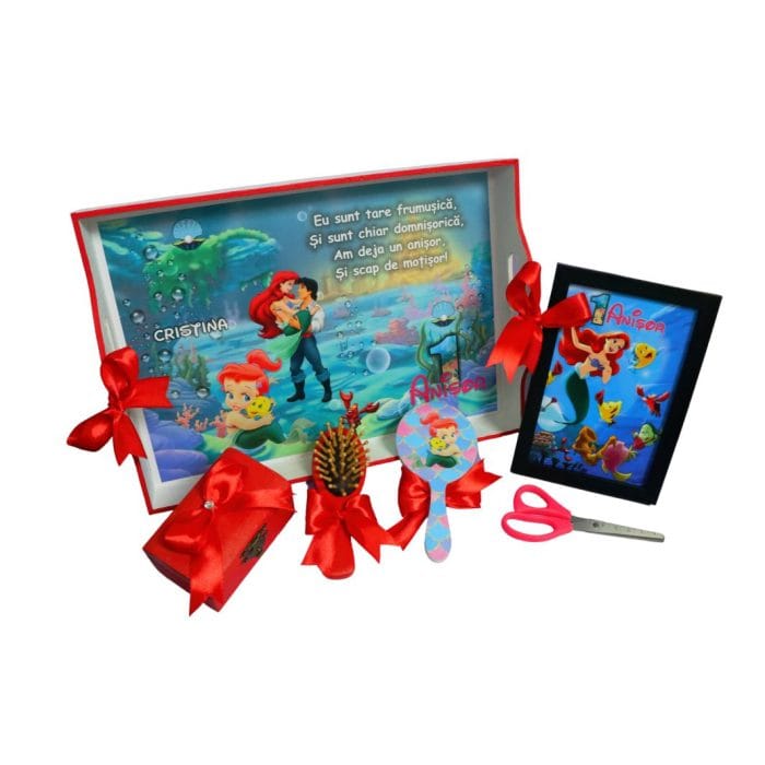 Set Mot Personalizat, Mica Sirena, 6 Piese, Lemn, Rosu, 20x30cm, SMD035 - imagine 1