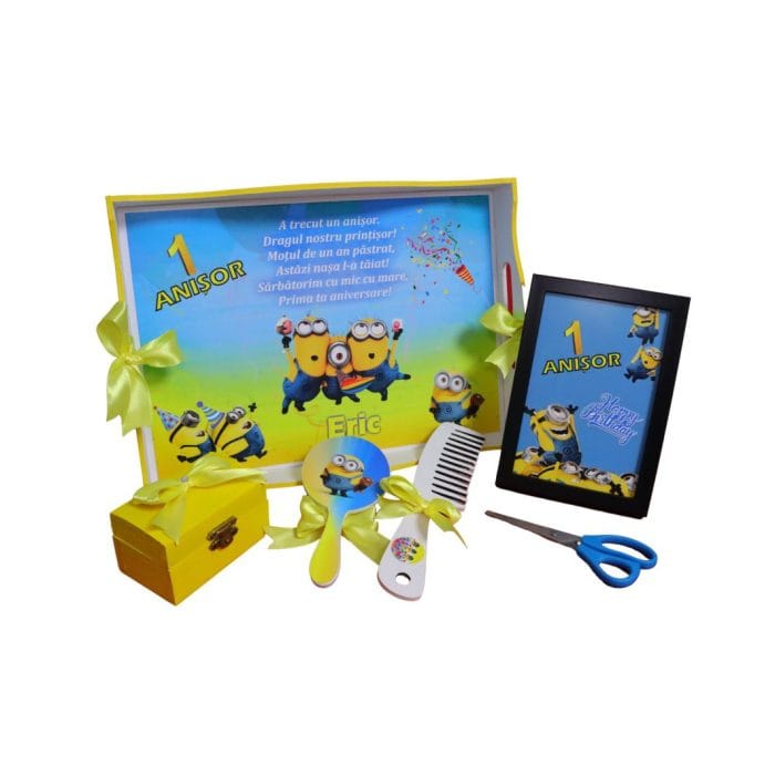 Set Mot Personalizat, Minioni, 6 Piese, Lemn, Galben, 20x30cm, SMD042 - imagine 3