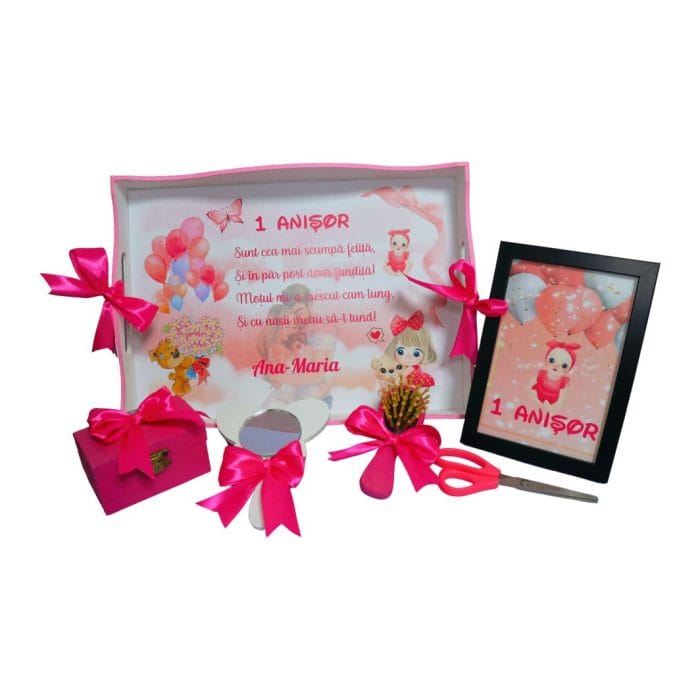 Set Mot Personalizat, Baby Girl, 6 Piese, Lemn, Roz, 20x30cm, SMD013 - imagine 5