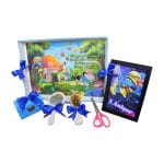 Set Mot Personalizat, Strumfita, 6 Piese, Lemn, Albastru, 20x30cm, SMD057 - imagine 3