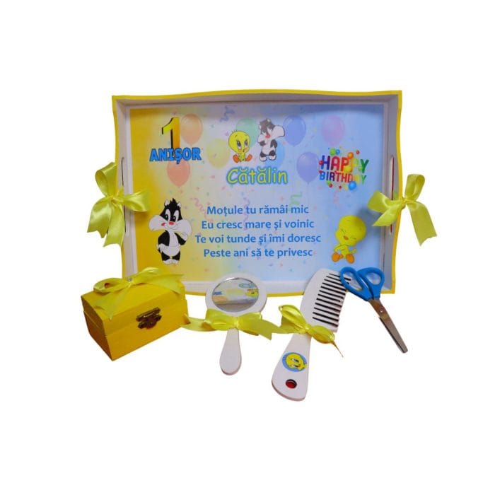 Set Mot Personalizat, Tweety, 5 Piese, Lemn, Galben, 20x30cm, SMD062 - imagine 5