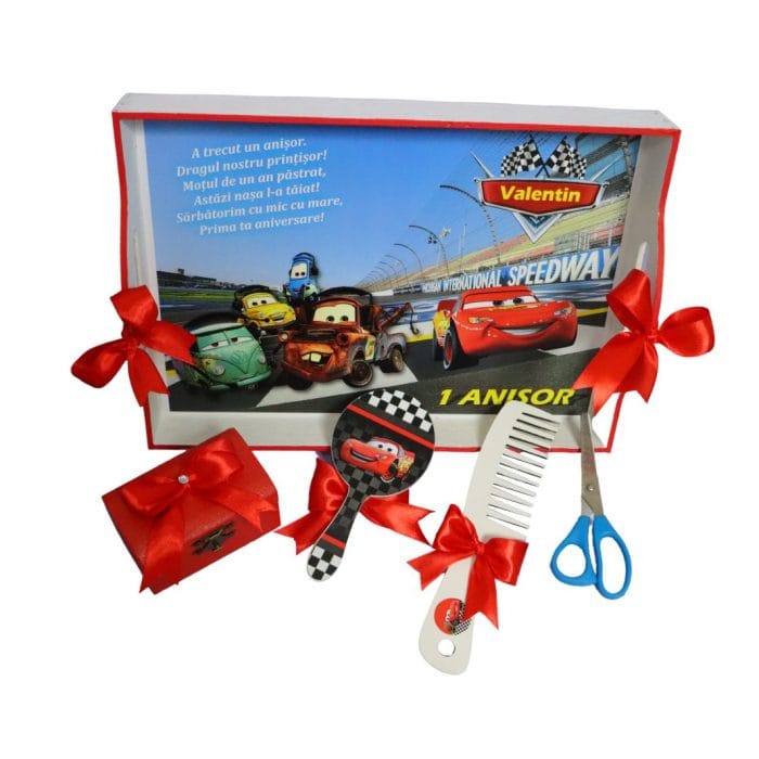 Set Mot Personalizat, Cars, 5 Piese, Lemn, Rosu, 20x30cm, SMD020 - imagine 1