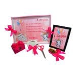 Set Mot Personalizat, Elefantica, 6 Piese, Lemn, Roz, 20x30cm, SMD023 - imagine 3