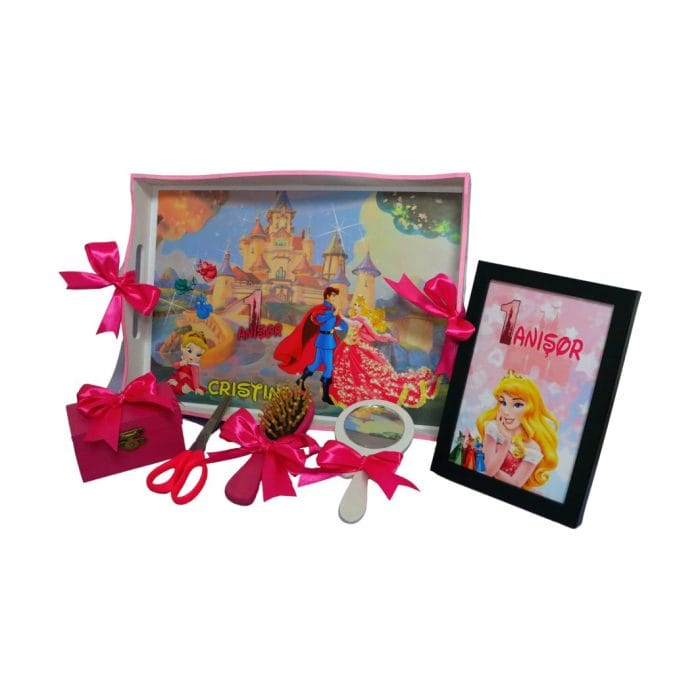 Set Mot Personalizat, Frumoasa Adormita, 6 Piese, Lemn, Roz, 20x30cm, SMD029 - imagine 6