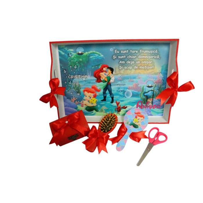 Set Mot Personalizat, Mica Sirena, 5 Piese, Lemn, Rosu, 20x30cm, SMD036 - imagine 1