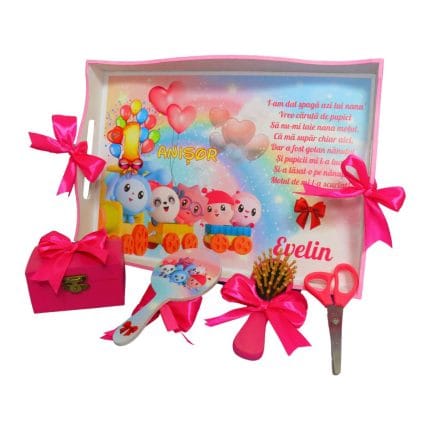 Set Mot Personalizat, Baby Ricky, 5 Piese, Lemn, Roz, 20x30cm, SMD018