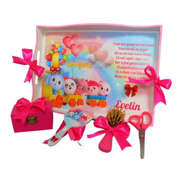 Set Mot Personalizat, Baby Ricky, 5 Piese, Lemn, Roz, 20x30cm, SMD018 - imagine 1