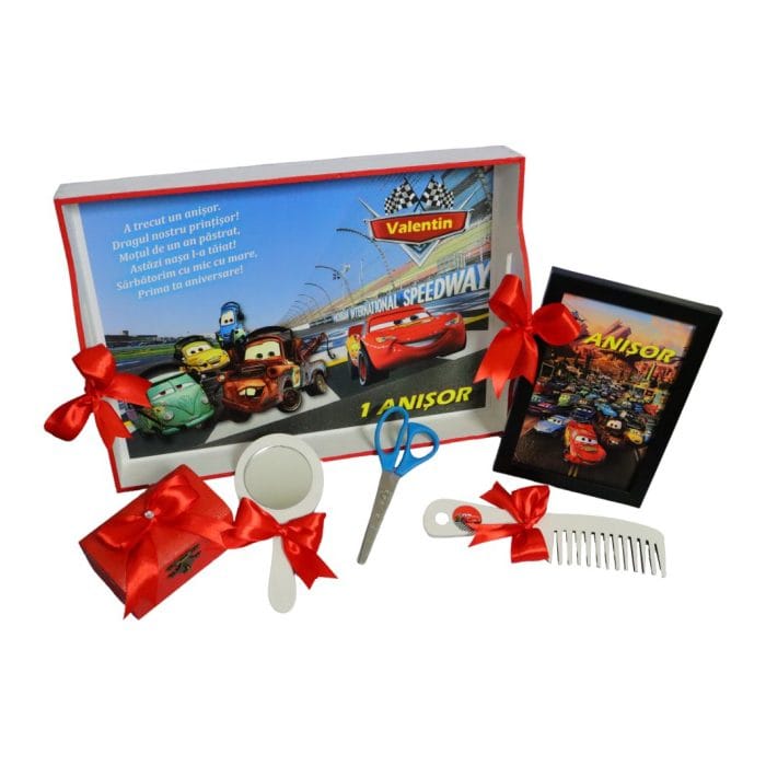 Set Mot Personalizat, Cars, 6 Piese, Lemn, Rosu, 20x30cm, SMD019 - imagine 5