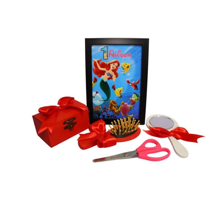Set Mot Personalizat, Mica Sirena, 6 Piese, Lemn, Rosu, 20x30cm, SMD035 - imagine 5