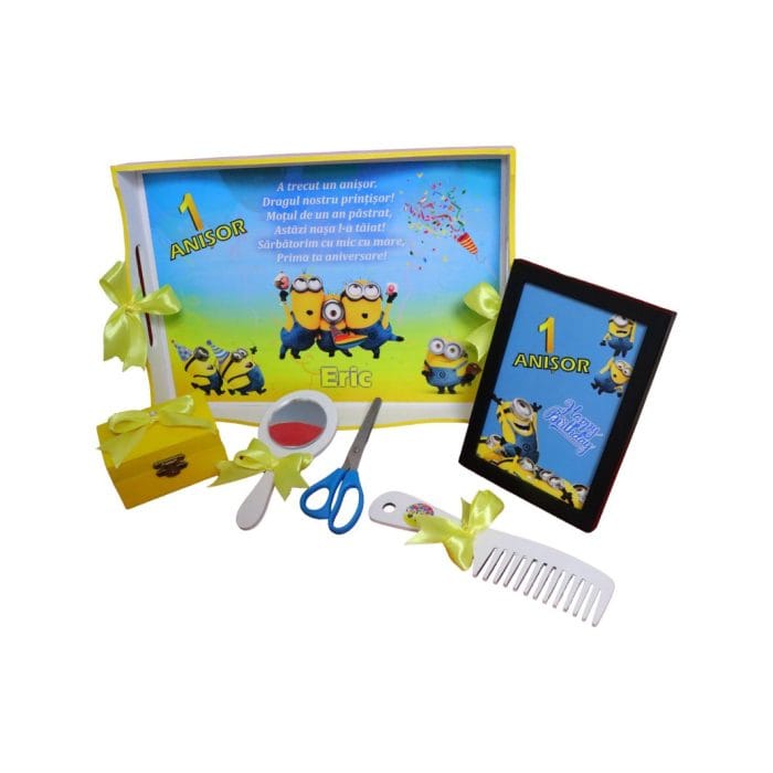 Set Mot Personalizat, Minioni, 6 Piese, Lemn, Galben, 20x30cm, SMD042 - imagine 5