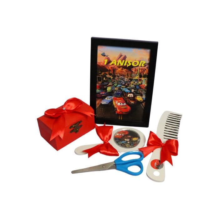 Set Mot Personalizat, Cars, 6 Piese, Lemn, Rosu, 20x30cm, SMD019 - imagine 2