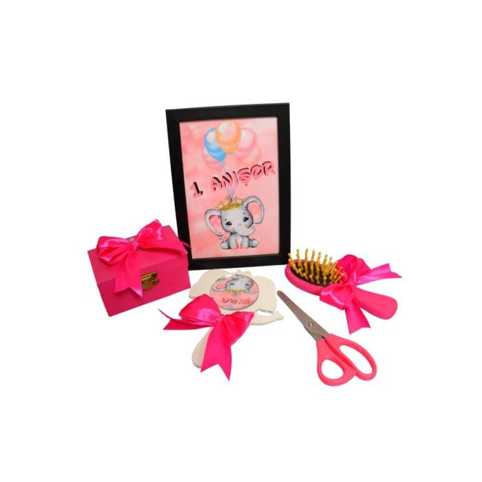 Set Mot Personalizat, Elefantica, 6 Piese, Lemn, Roz, 20x30cm, SMD023 - imagine 5
