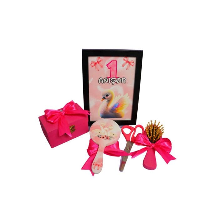 Set Mot Personalizat, Lebede, 6 Piese, Lemn, Roz, 20x30cm, SMD031 - imagine 5