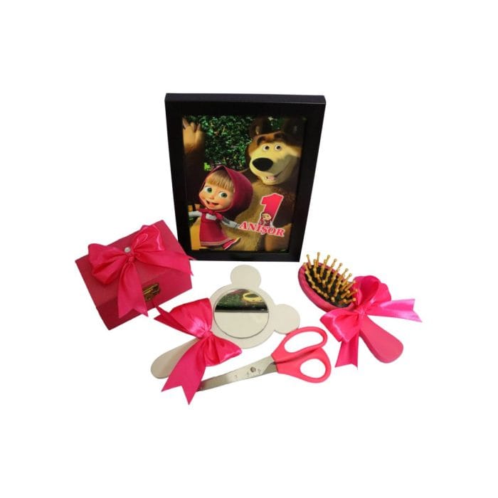 Set Mot Personalizat, Masha si Ursul, 6 Piese, Lemn, Roz, 20x30cm, SMD034 - imagine 6