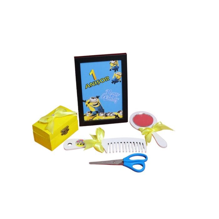 Set Mot Personalizat, Minioni, 6 Piese, Lemn, Galben, 20x30cm, SMD042 - imagine 2