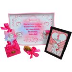 Set Mot Personalizat, Pisica Marrie, 6 Piese, Lemn, Roz, 20x30cm, SMD044 - imagine 5