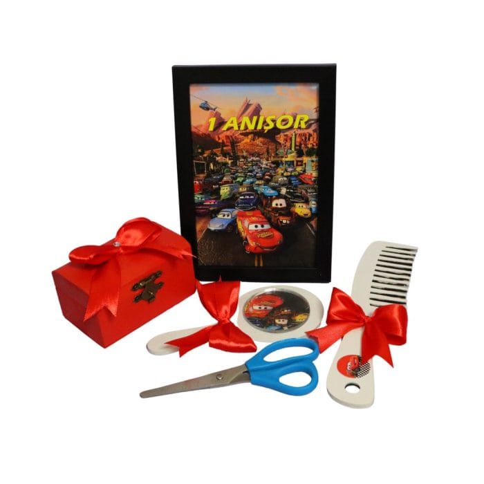 Set Mot Personalizat, Cars, 6 Piese, Lemn, Rosu, 20x30cm, SMD019 - imagine 6