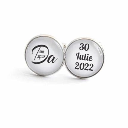 Butoni Personalizati, Mire, Nunta, Argintiu, 18x16 mm, BMN003