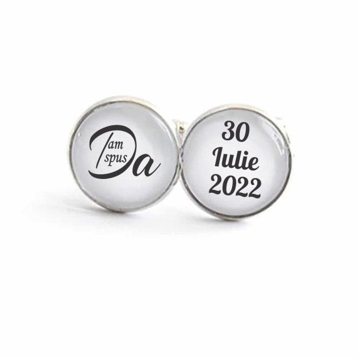 Butoni Personalizati, Mire, Nunta, Argintiu, 18x16 mm, BMN003 - imagine 1