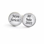 Set Butoni Personalizati, Nas, Mire, Nunta, Argintiu, 18x16 mm, BMN029 - imagine 4