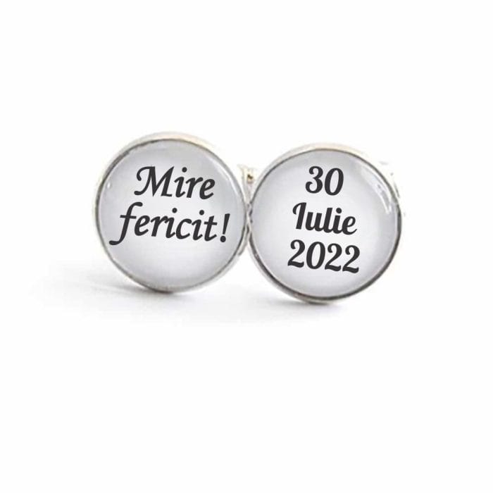 Set Butoni Personalizati, Nas, Mire, Nunta, Argintiu, 18x16 mm, BMN029 - imagine 4