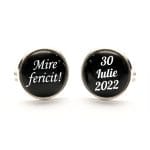 Set Butoni Personalizati, Nas, Mire, Nunta, Argintiu, 18x16 mm, BMN030 - imagine 4